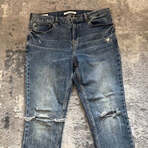 PacSun Men's Light Blue Ripped Skinny Jeans Stacked Skinny